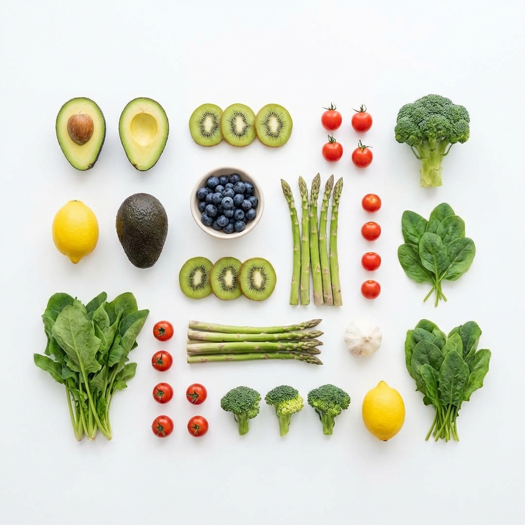 Różne rodzaje zdrowej żywności na stole